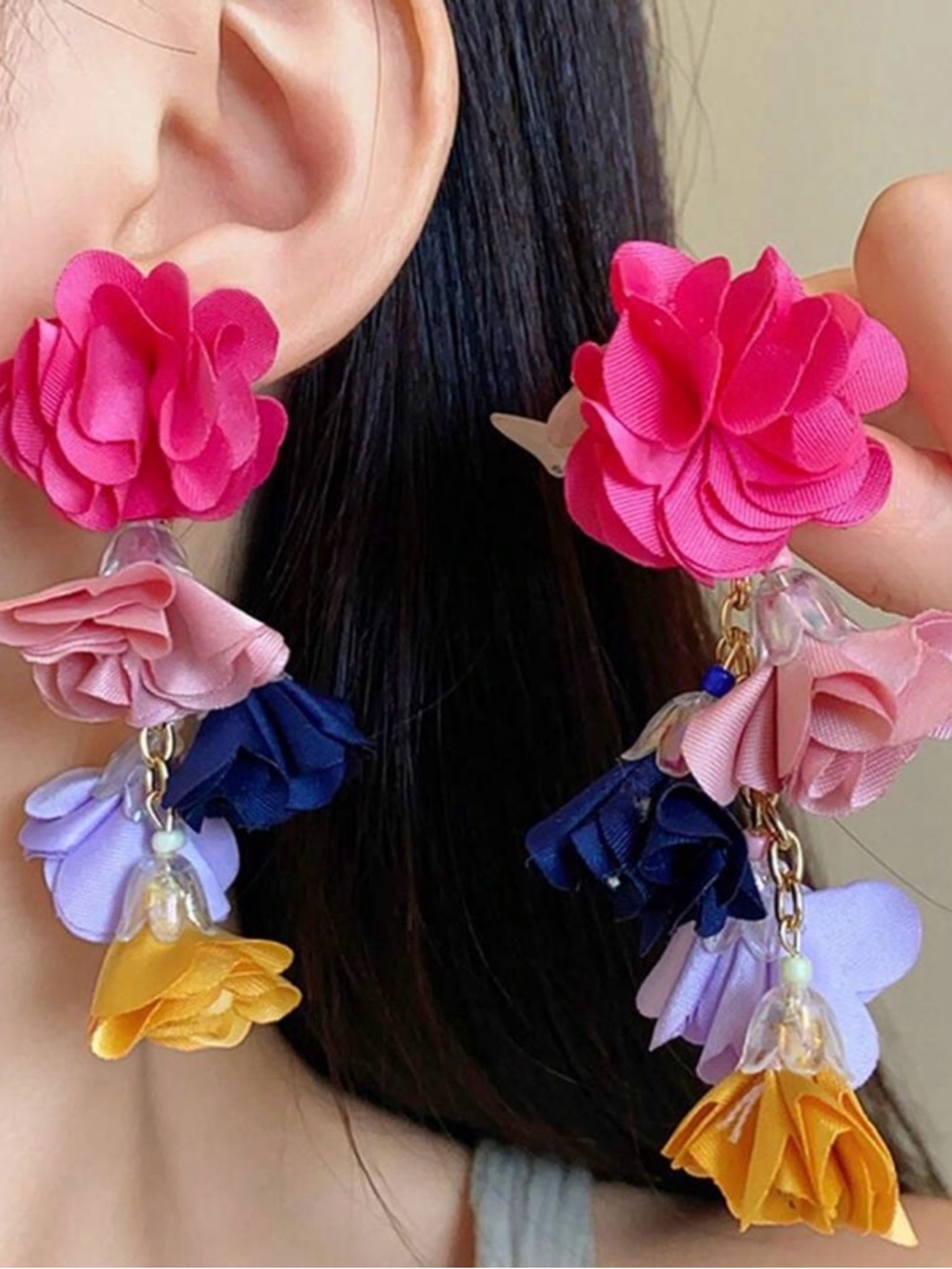 NWT Bold Multicolor Floral Drop Earrings — Women Jewelry